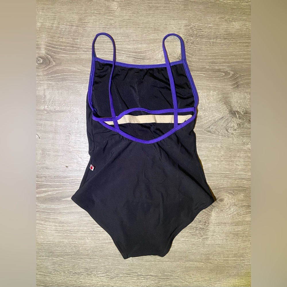 SOLD!!! Yumiko Leotard - Black and Cerulean Heather, Women’s Medium